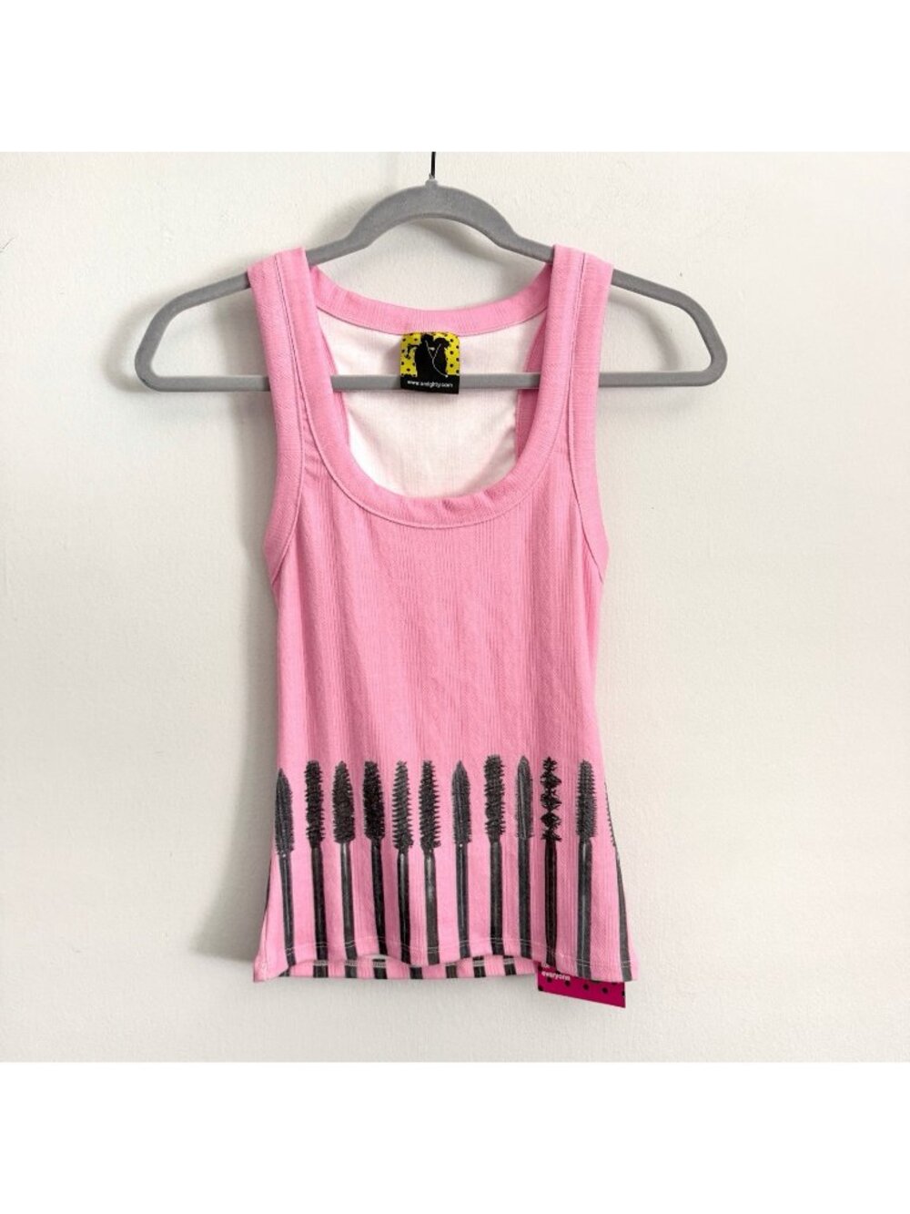 NEW Omighty Pink Mascara Pointelle Tank Top Y2K Streetwear Women’s Size Small